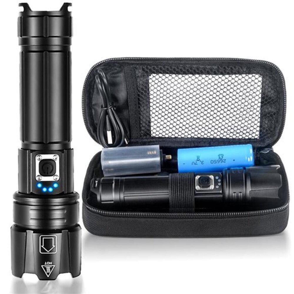 Powerful Flashlight 10000 Lumens, USB Rechargeable XHP70.2 Flashlights High